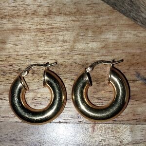 Elegant 18KT GP/BZ Italy Hoop Earrings